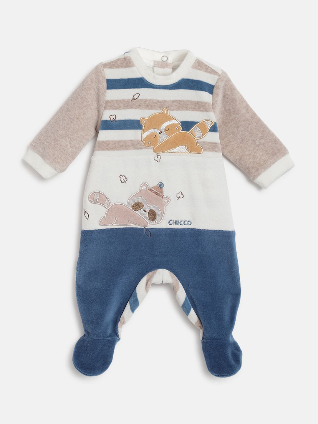 Chicco Boys Embroidered Nappy Opening Babysuit Sleepsuit