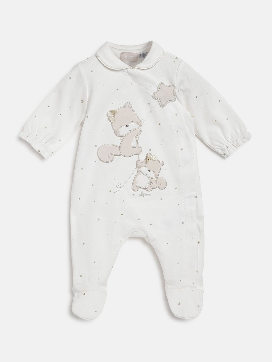Chicco GirlsApplique Front Opening  Embroidered Sleepsuit