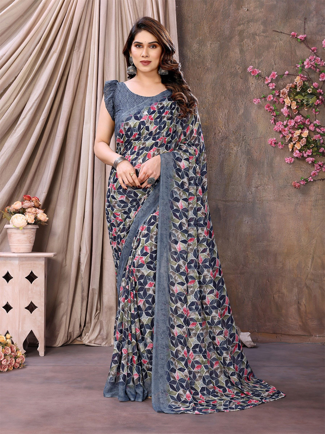 The Textile Printed Saree with Blouse