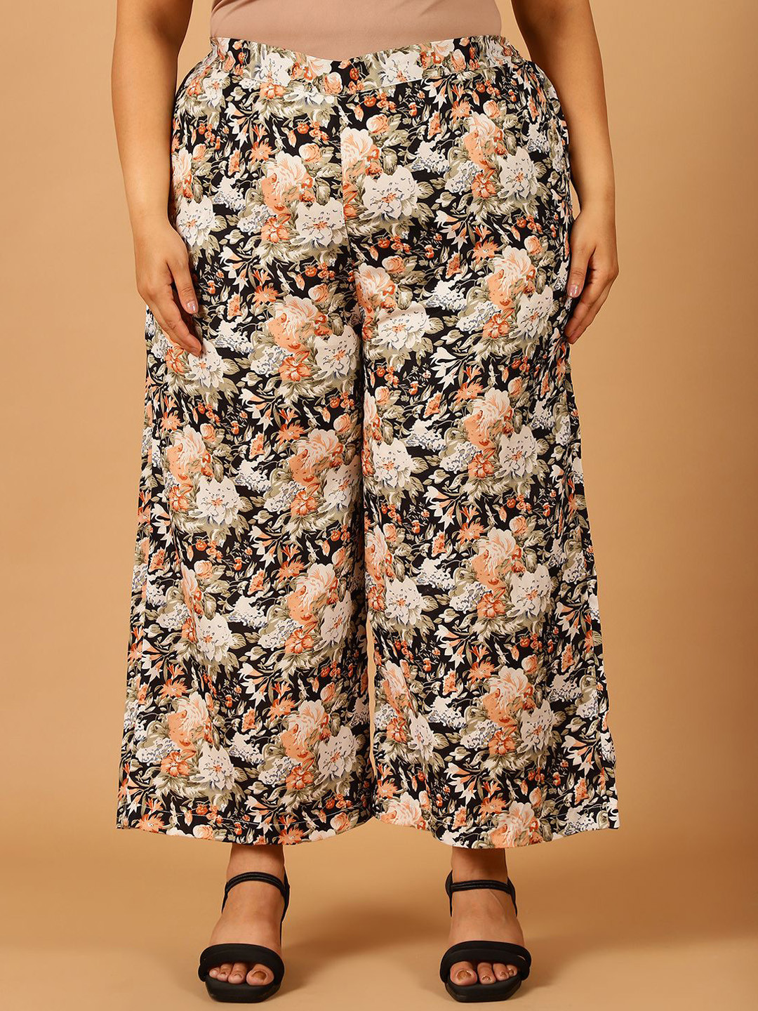 COLOR STUDIO Women Floral Printed Comfort Loose Fit Wrinkle Free Trousers