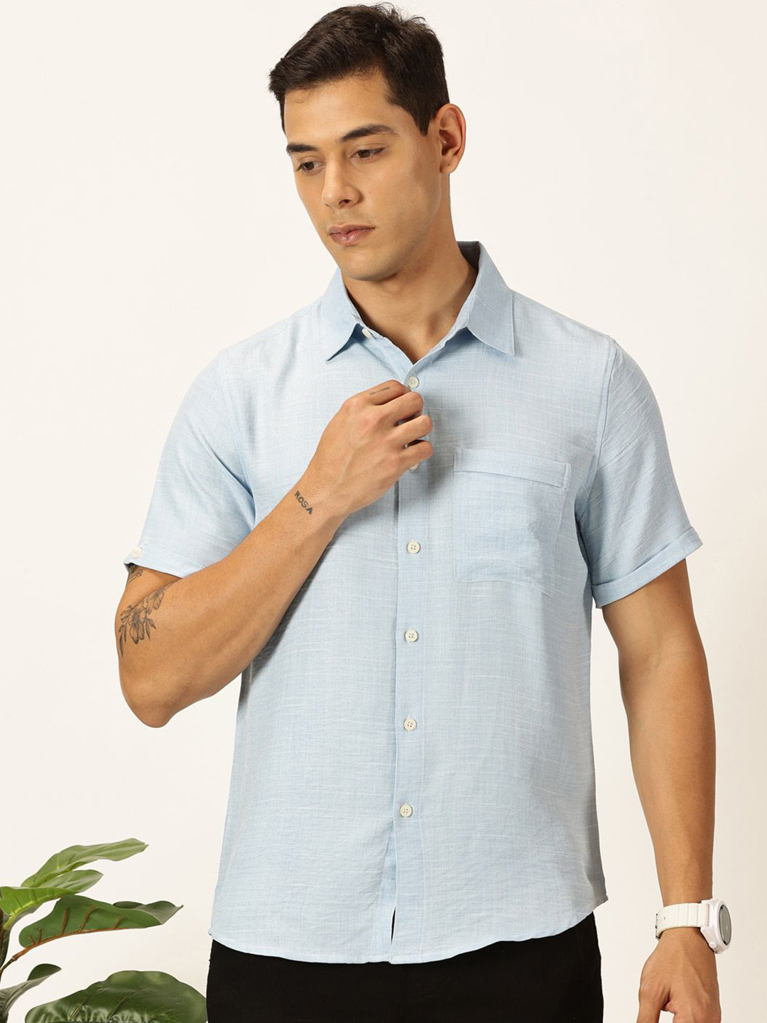 Thomas Scott Men Premium Regular Fit Textured Casual Shirt