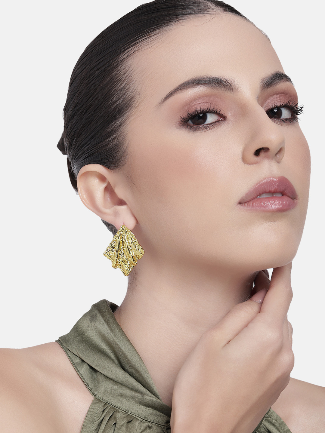 Estele Gold Plated Modern Demifine Stud Earrings