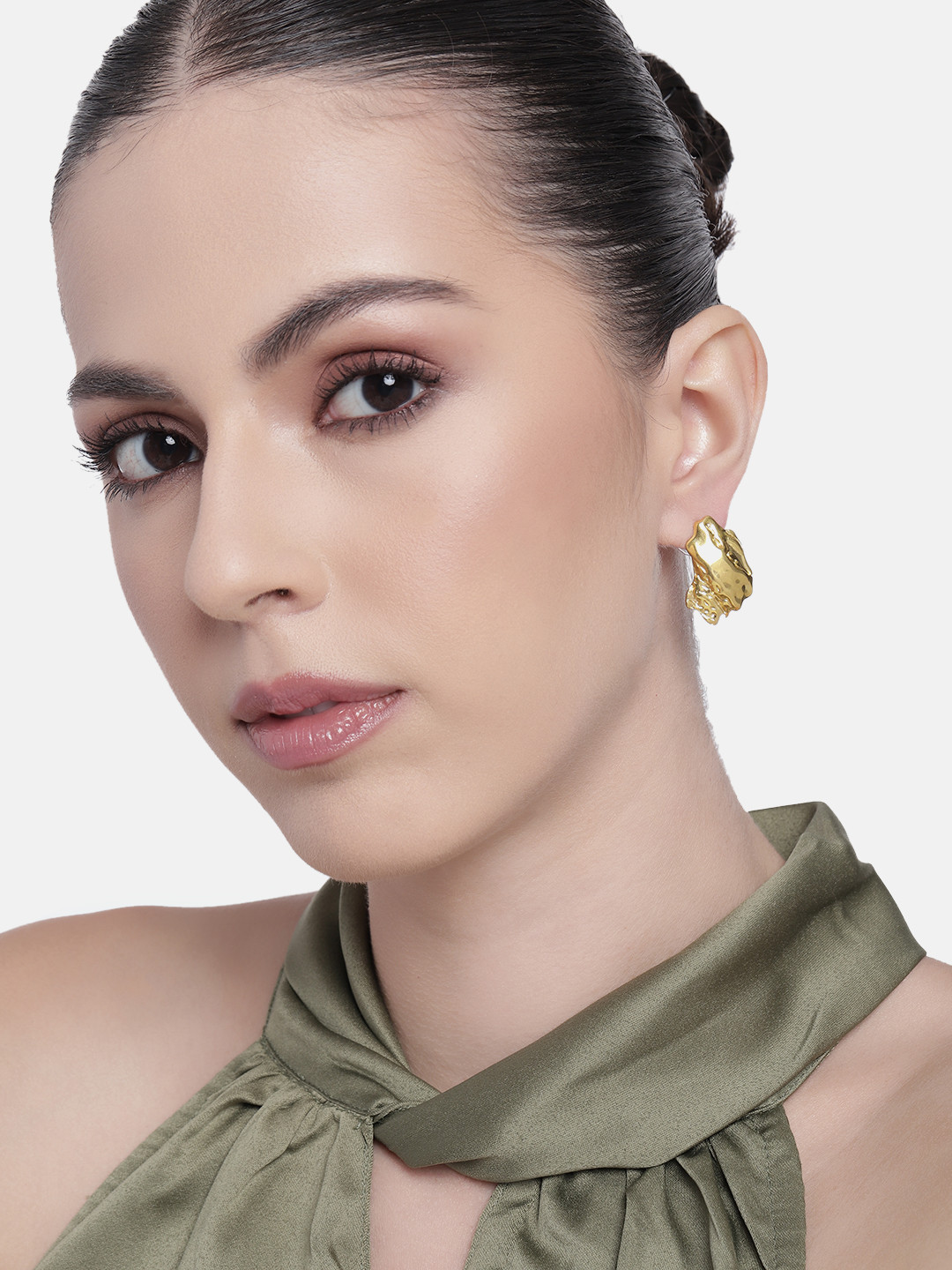 Estele Gold Plated Stylish Semi Luxury Demifine Stud Earrings