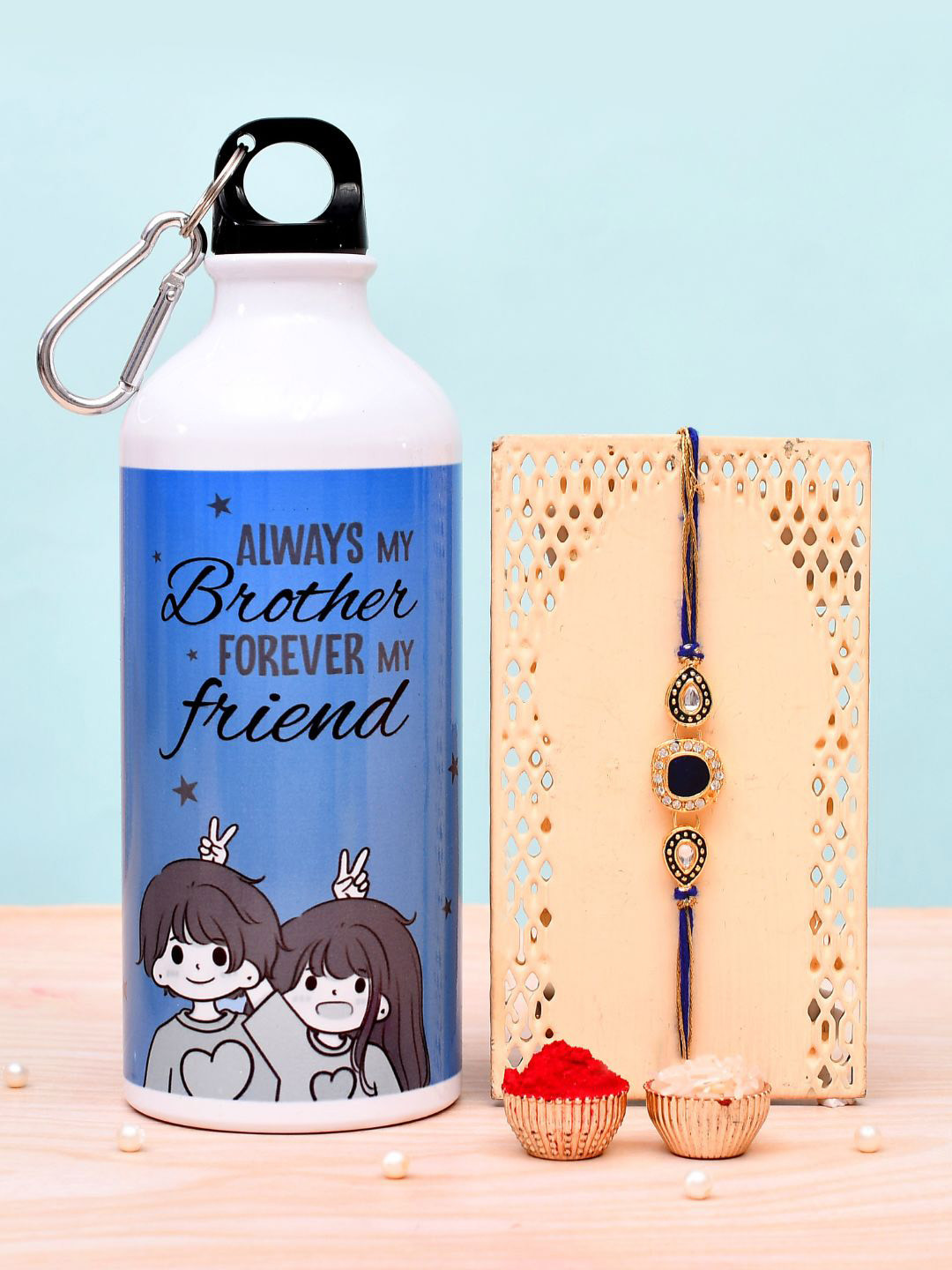 Voylla Set of 2 Beaded Thread Rakhi With Water Bottle