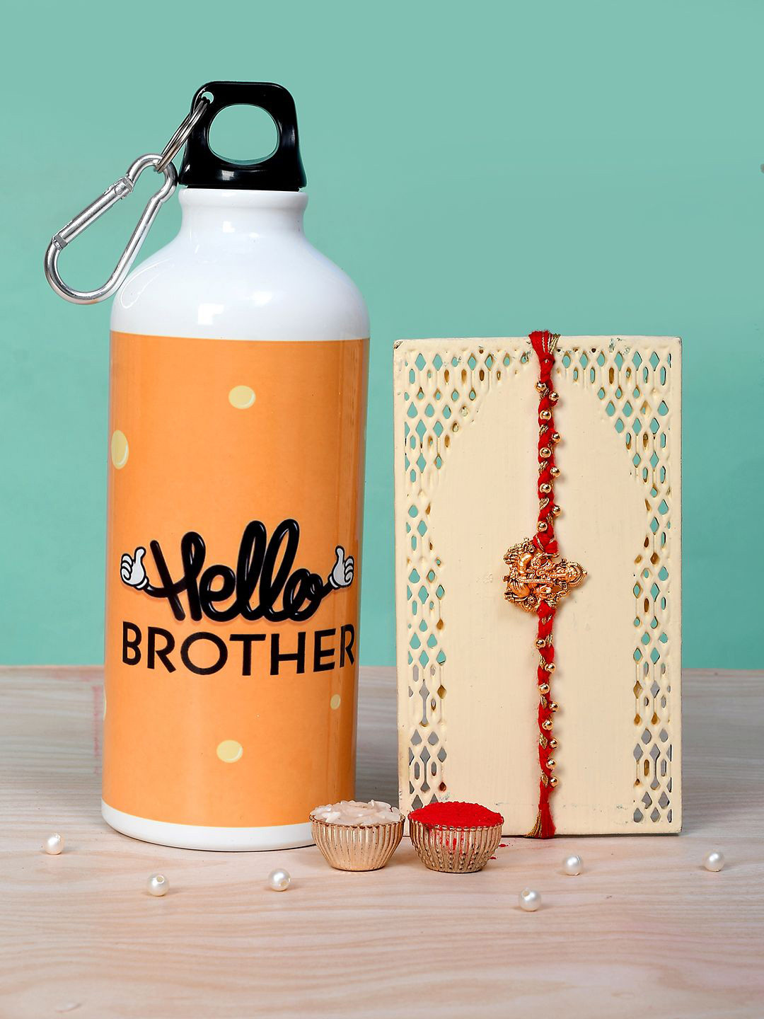 Voylla Set of 2 Divine Ganesha Rakhi With Sipper Bottle