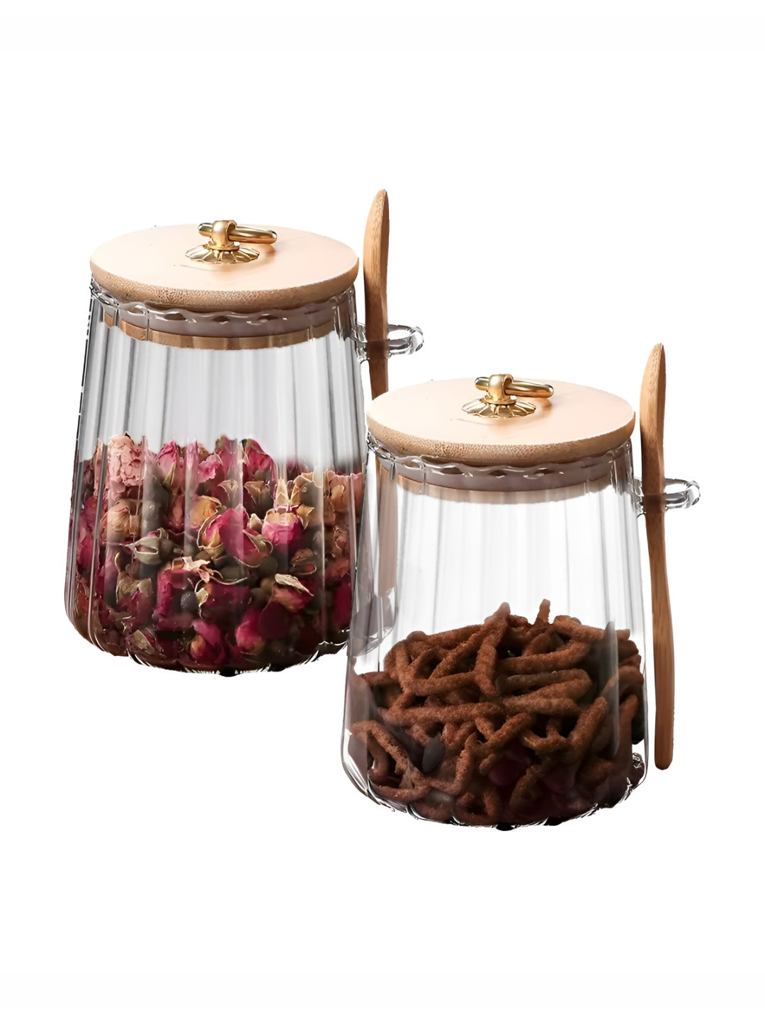 Umai Transparent Borosilicate Glass Dishwasher Safe 2 Piece Clip-On Jar-635ml