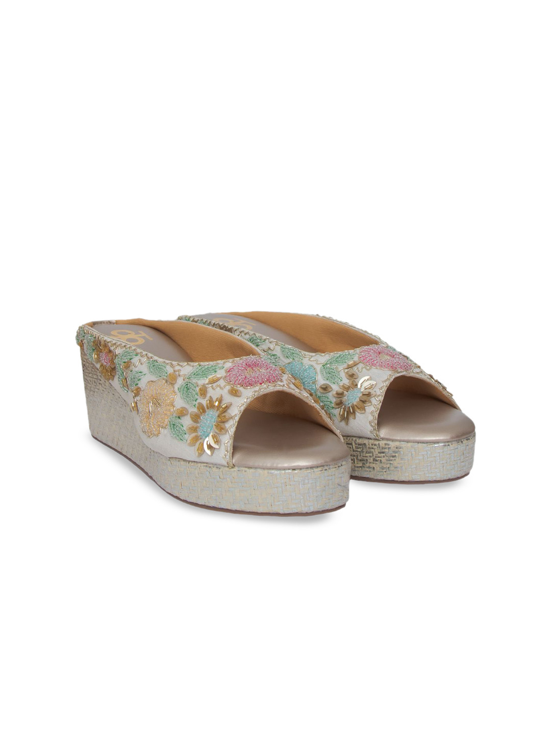 Kkarma Embroidered Wedge Peep Toe