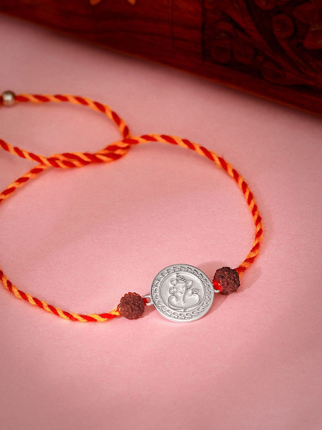 GIVA Boys 925 Silver Ganapati Coin Thread Rakhi