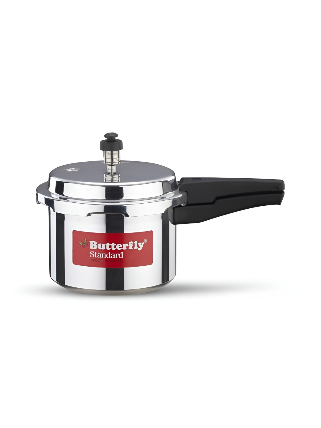 butterfly Silver toned & Black Aluminium Gas Stove Compatible Pressure Cooker 5 L