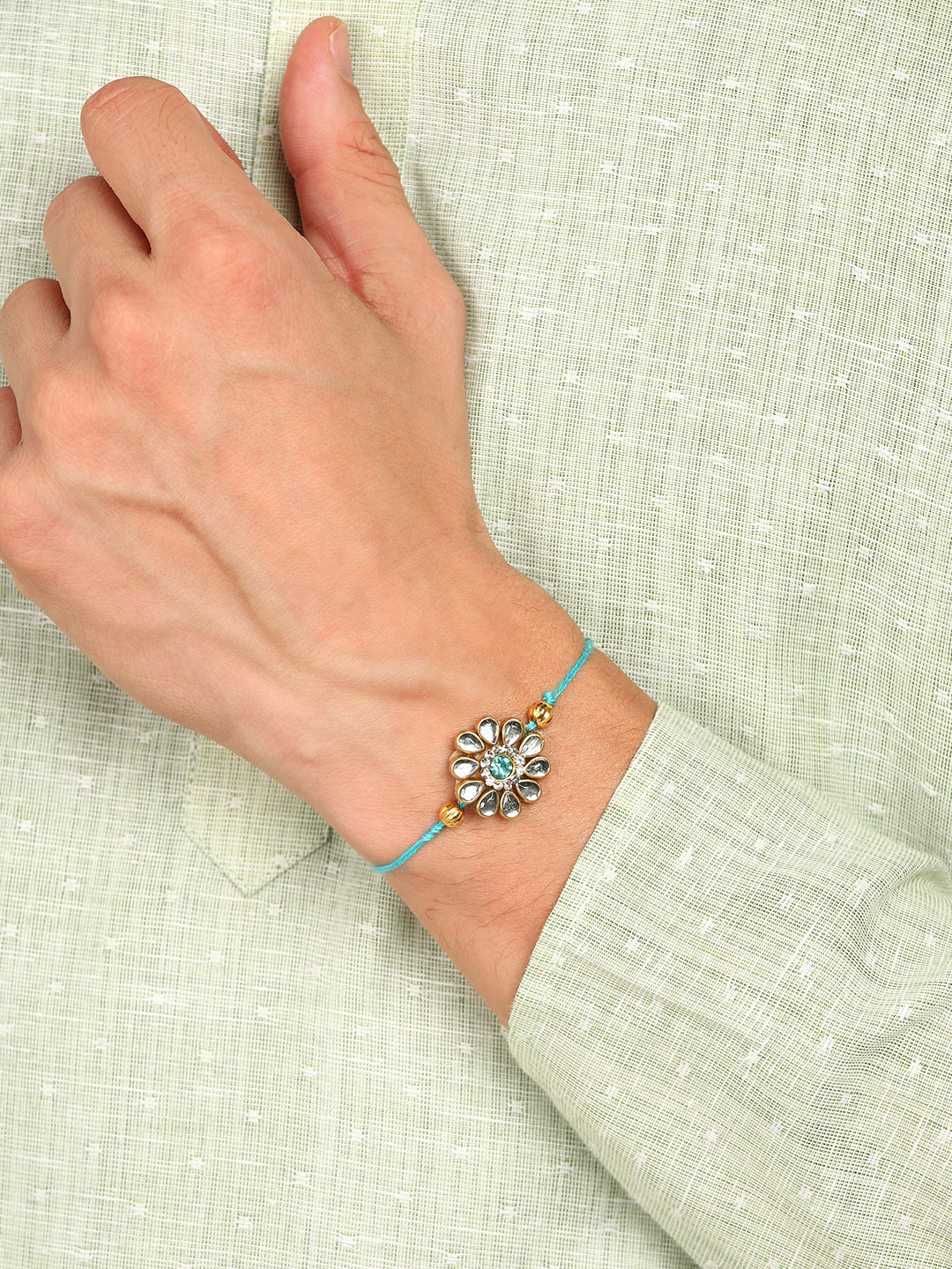 Nanwan Assorted Thread Rakhi with Artificial Stones & Beads