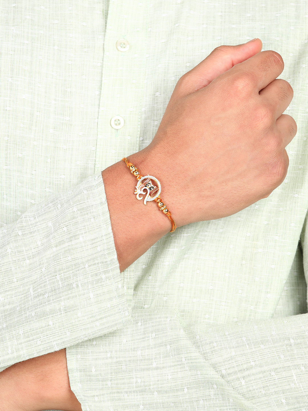 Nanwan Om-Shaped Beaded Thread Rakhi