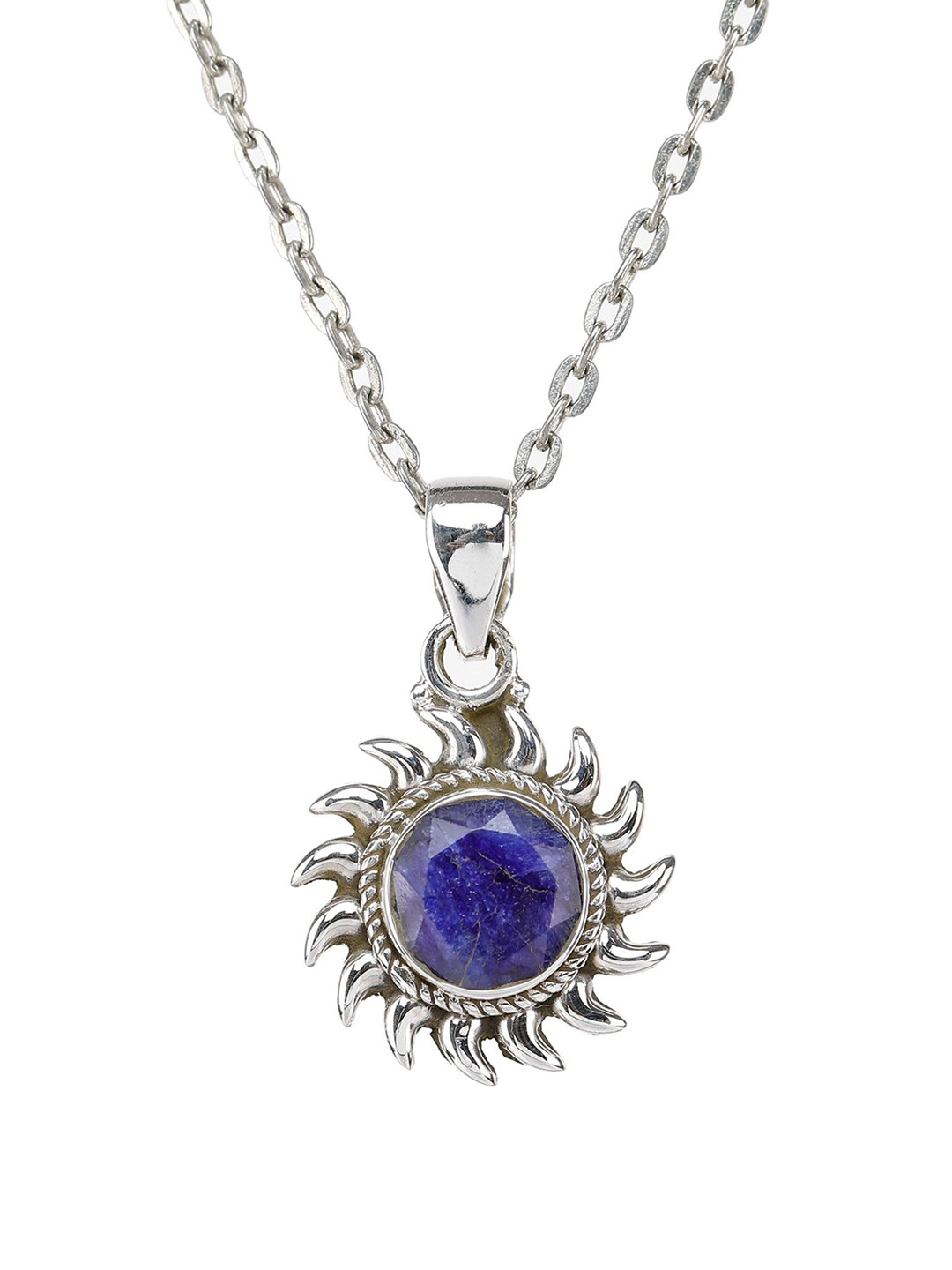 Exotic India Faceted Lapis Lazuli Gemstone Sterling Silver Pendant