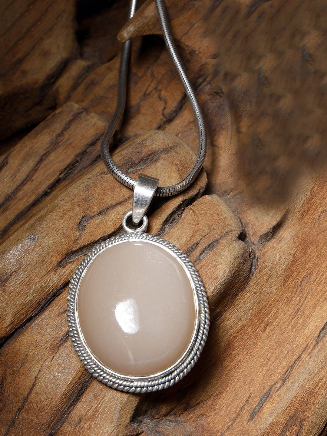 Exotic India Oval Shaped Opal Sterling Silver Pendant