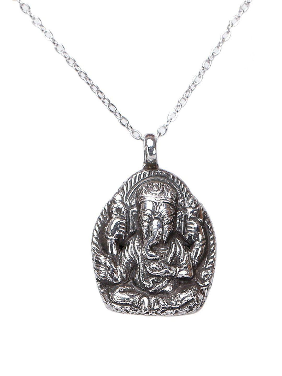 Exotic India Sterling Silver Deity Lord Ganesha Pendant