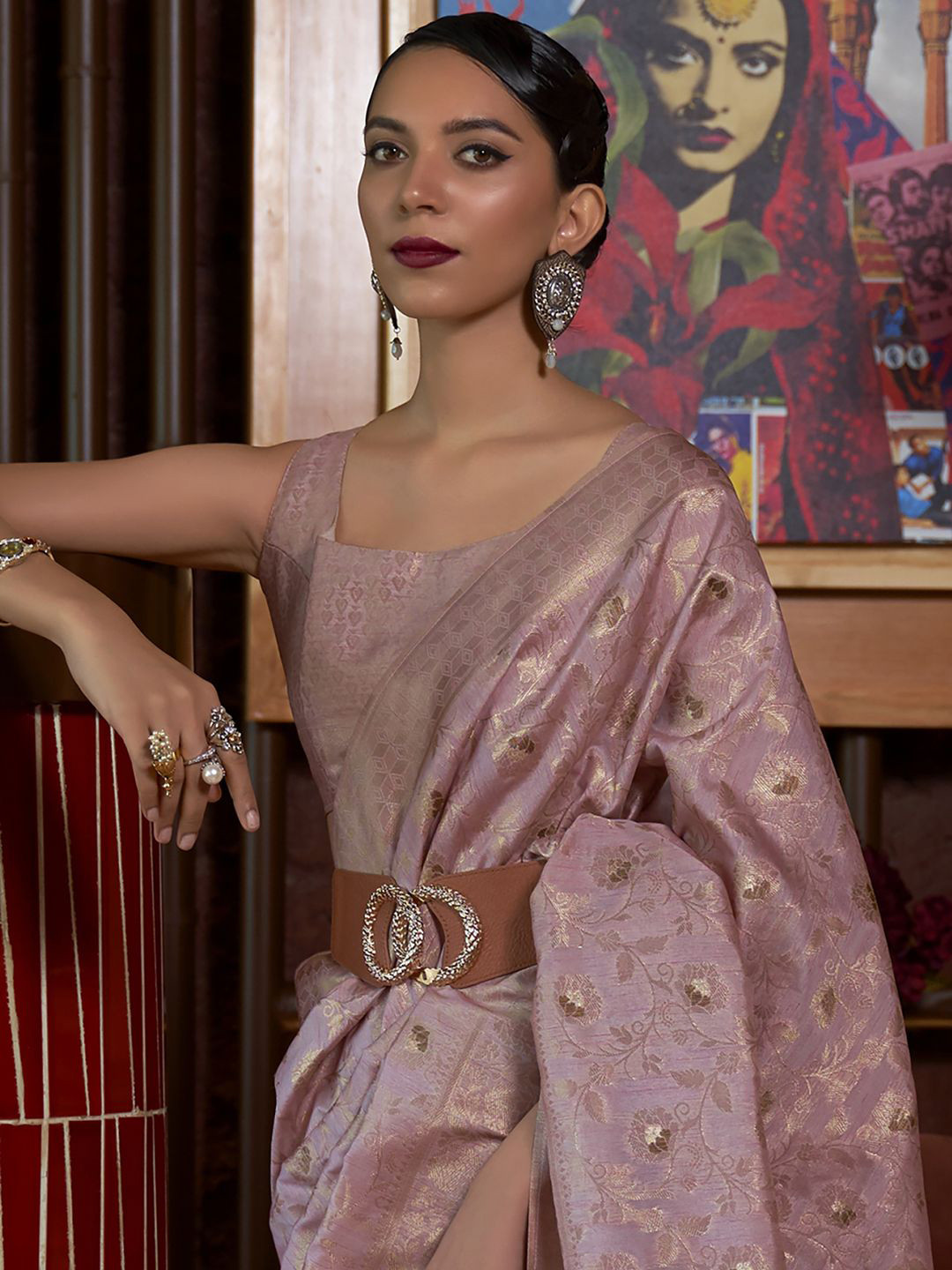 Mitera Ethnic Motifs Woven Design Zari Banarasi Saree
