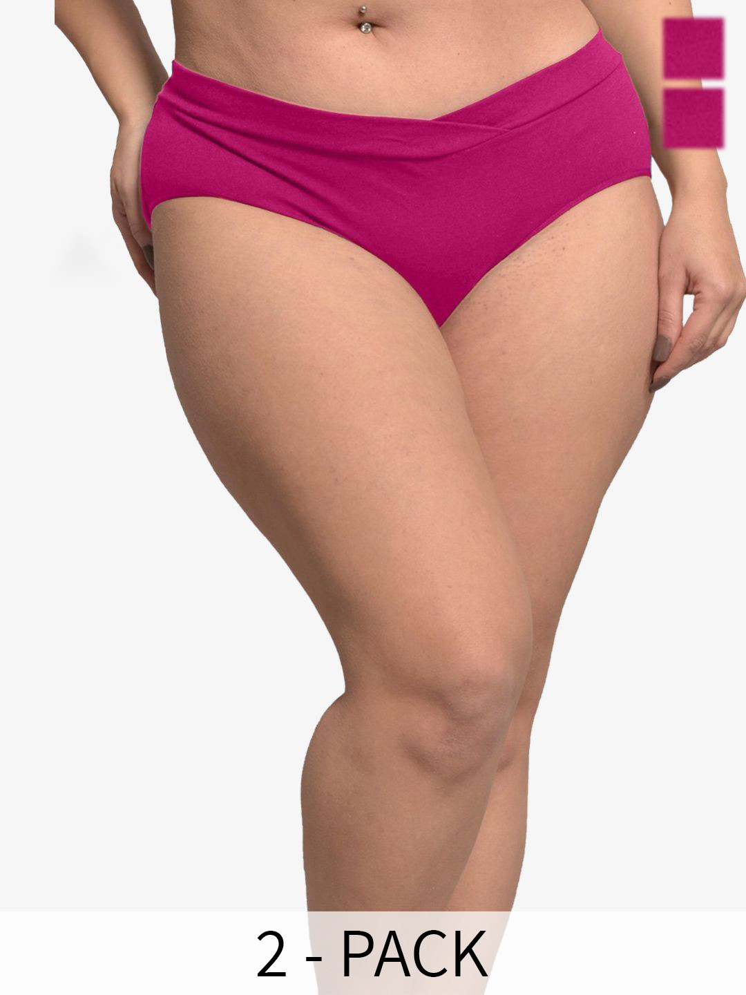 Inner Sense Pack Of 2 Plus Size  Organic Cotton Briefs IMP102-Sangria_Sangria