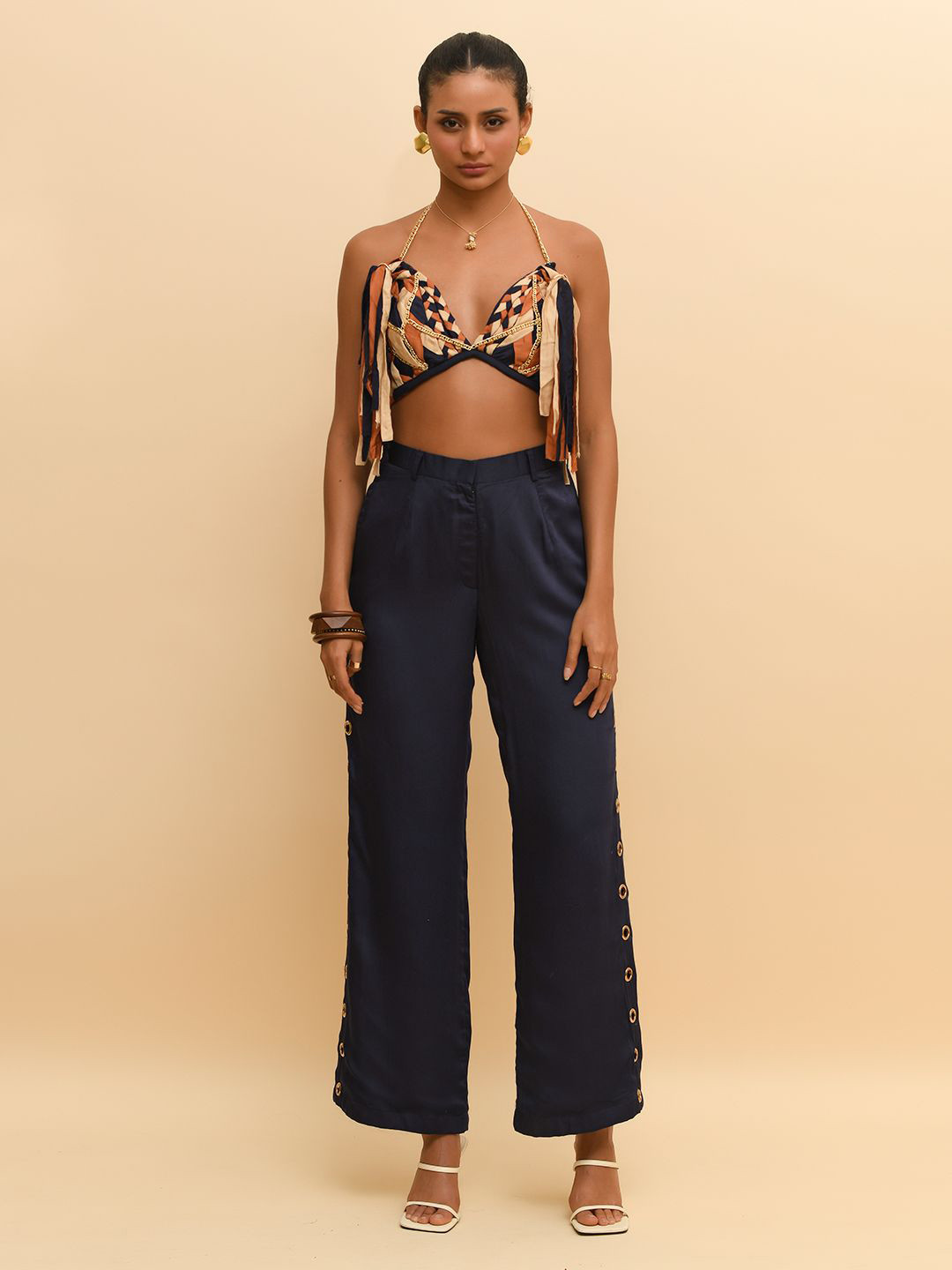 R.Y by Rishi and Vibhuti Women Fringed Crepe Crop Top