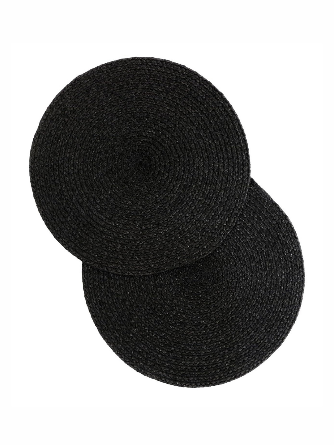 THE HOME TALK Black 2 Pieces Braided Round Table Placemats