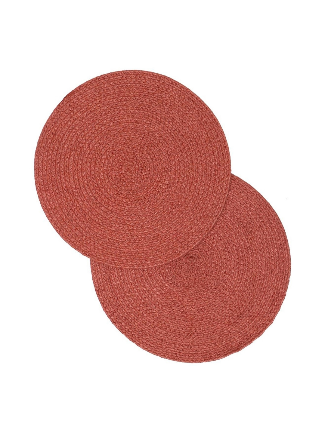 THE HOME TALK Red 2 Pieces Braided Round Table Placemats