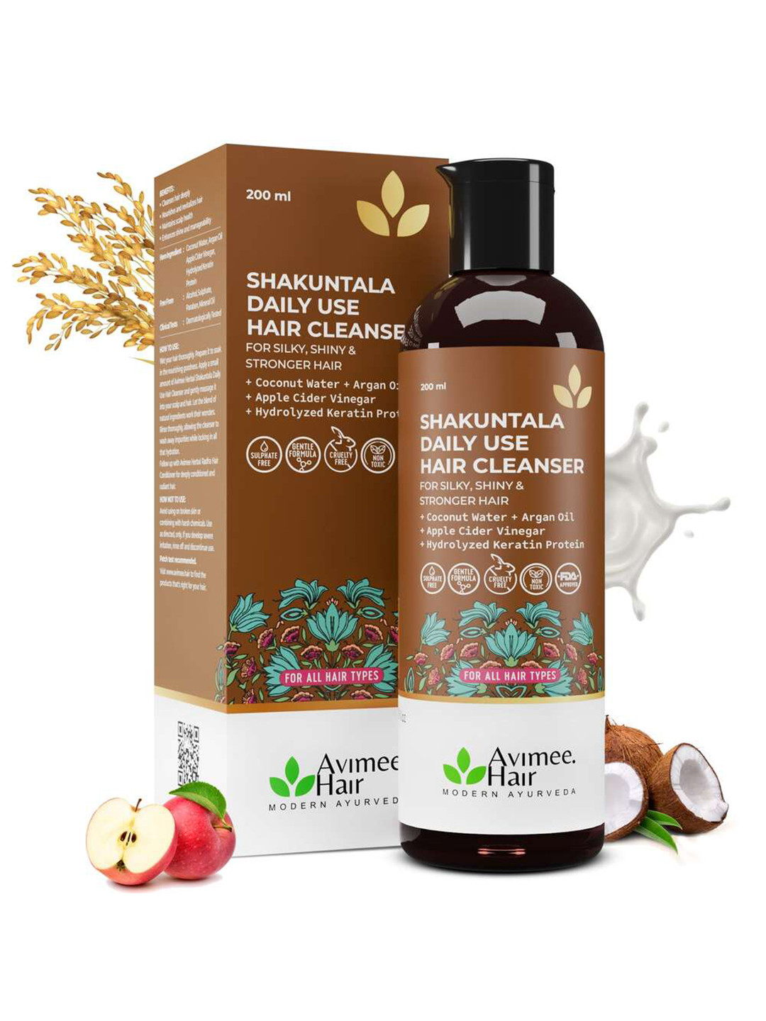 Avimee Herbal Shakuntala Hair Cleanser With Milk & Rice Protein - 200ml