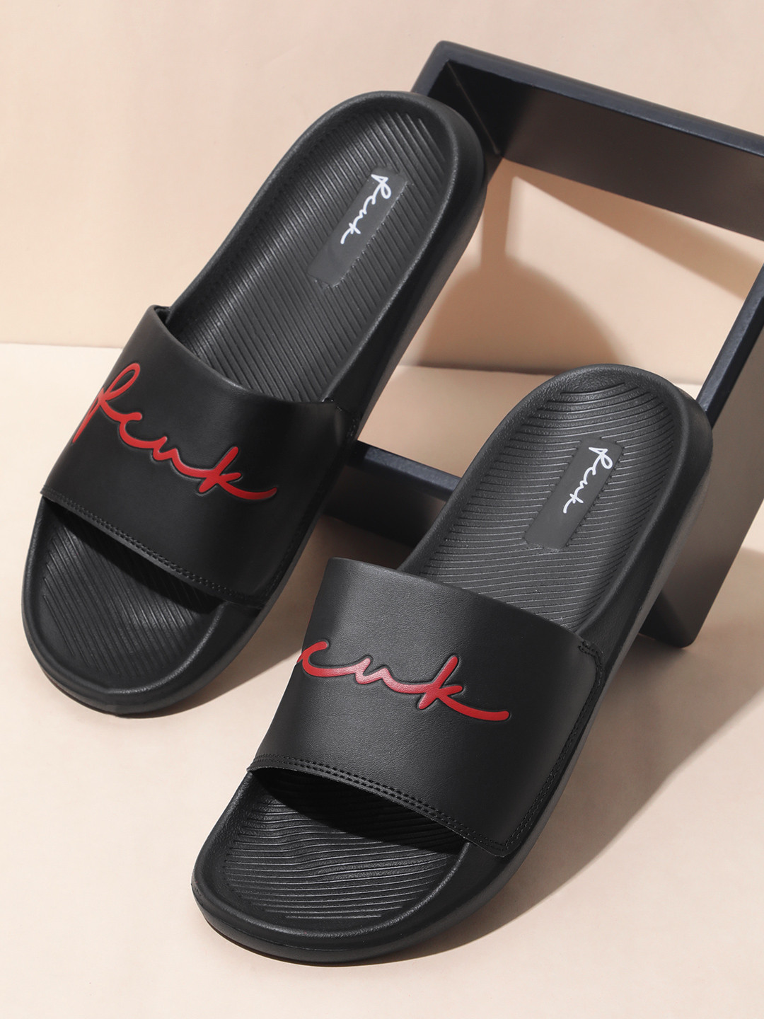 FCUK Men Brand Logo Printed Sliders