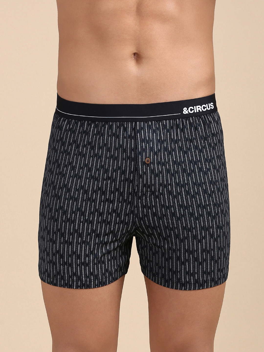 &CIRCUS Men Printed Low-Rise Modal Boxer with Button Fly