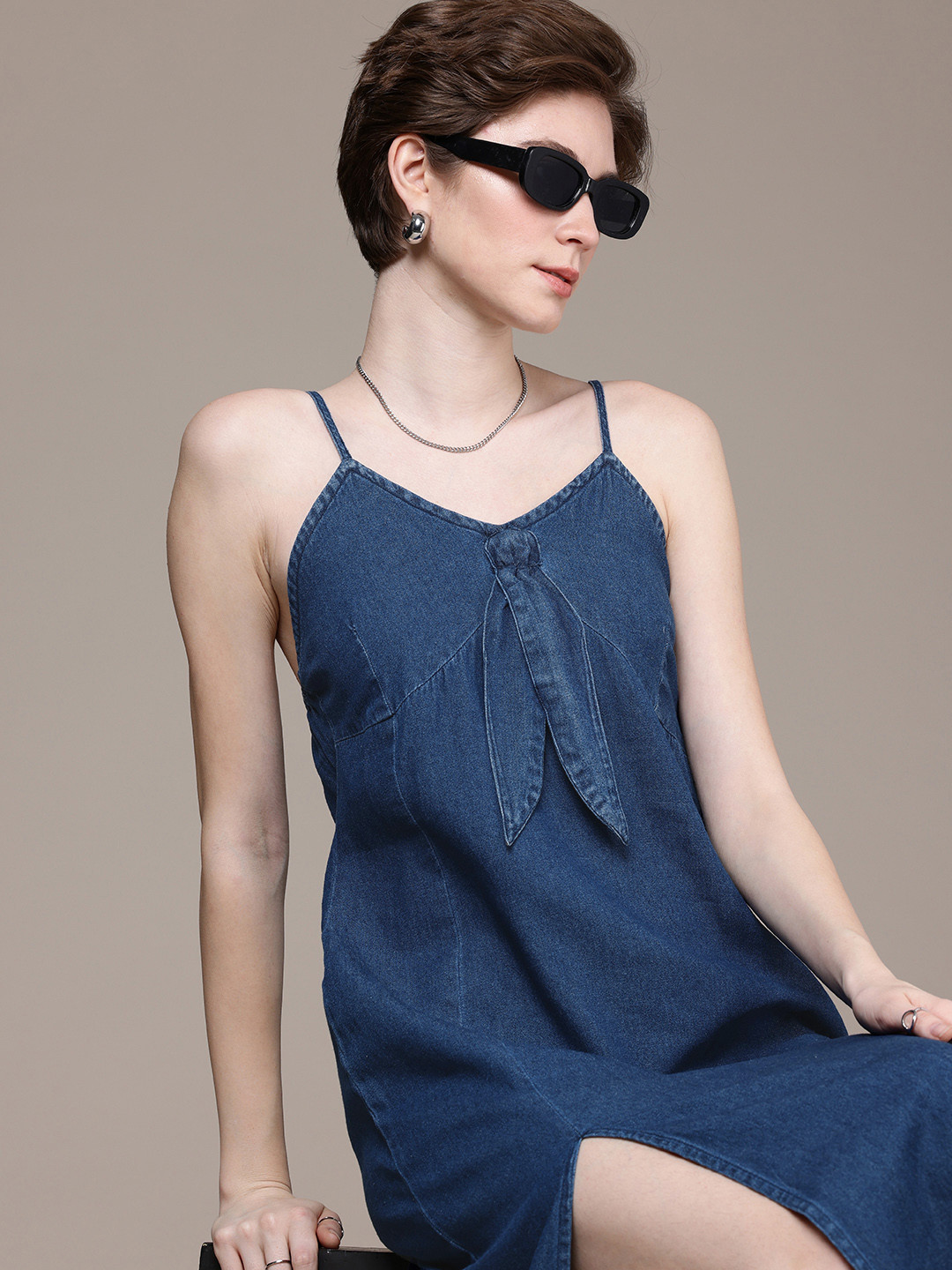 The Roadster Life Co. A-Line Pure Cotton Denim Midi Dress
