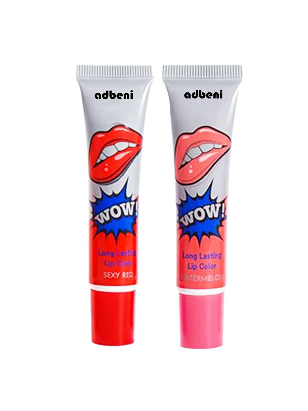 Adbeni Set Of 2 Wow Longwear Glossy Peel Off Lip Color 15g Each- Sexy Red & Watermelon