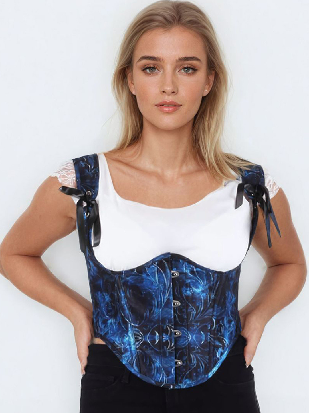 Bunny Corset Print Sheen Top