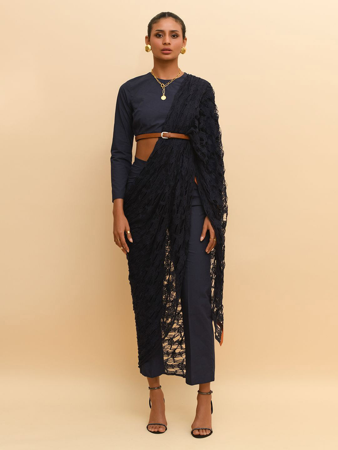 R.Y by Rishi and Vibhuti Mandarin Collar Maxi Longline Top