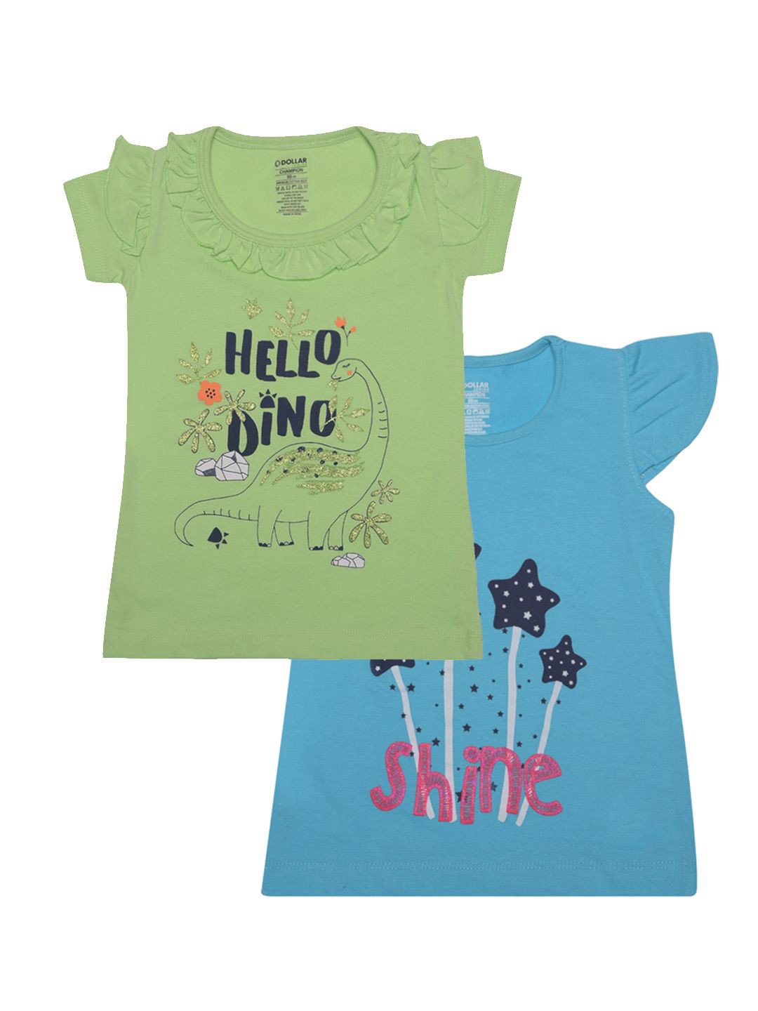 Dollar Champion Kidswear Girls Pack Of 2 Graphic Printed T-shirts