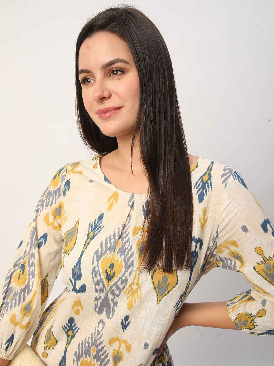 R&B Women's Cowl Neck Printed Ethnic Tunic