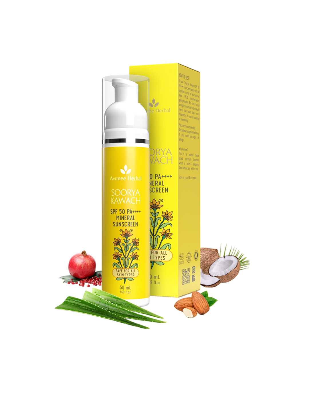 Avimee Herbal Soorya Kawach SPF50 PA++++ Mineral Sunscreen - 50ml