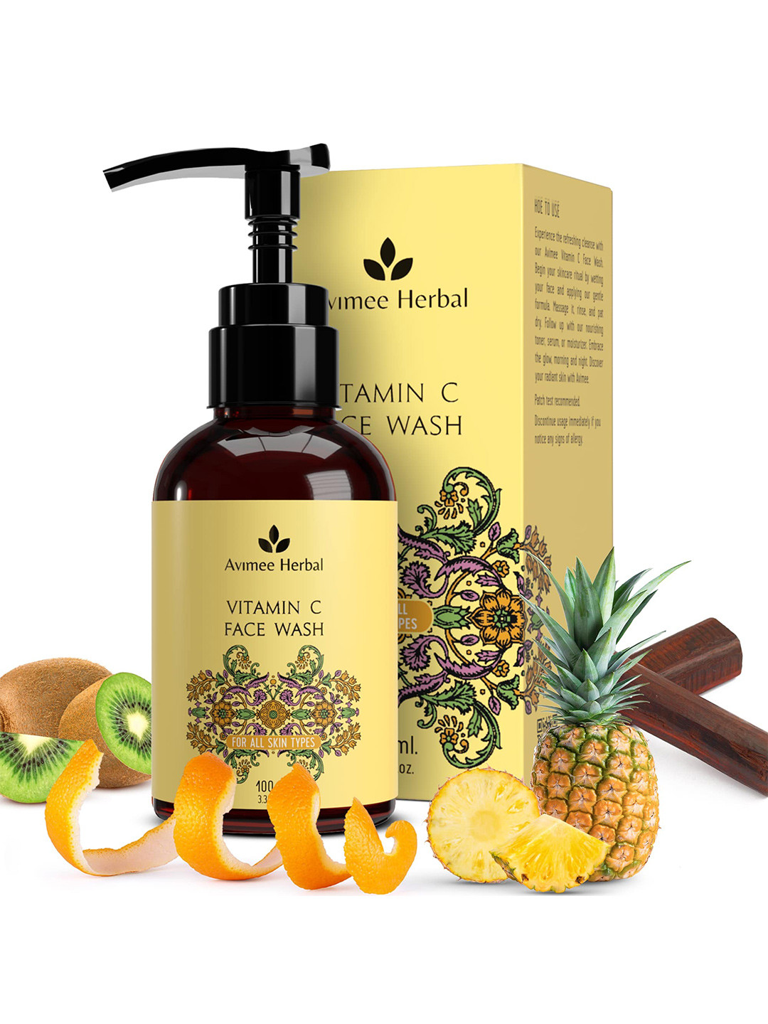 Avimee Herbal Vitamin C Face Wash With Orange Peel & Kiwi Extract  -100ml
