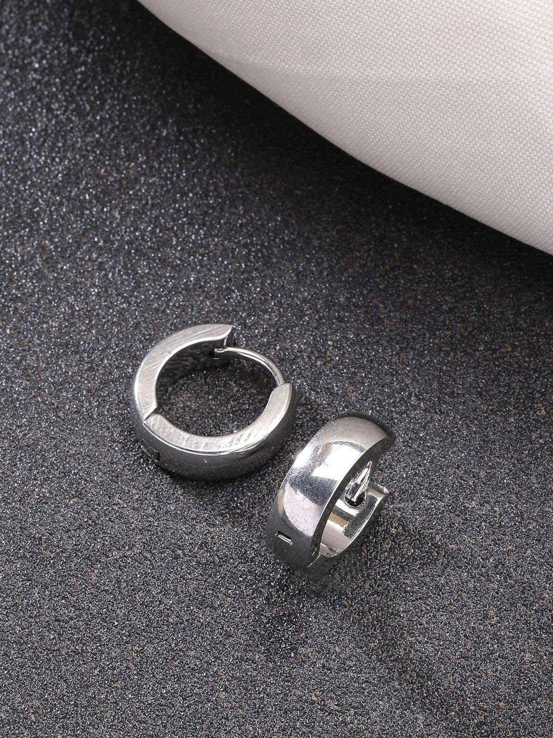 NVR Silver Plated Contemporary Hoop Earrings