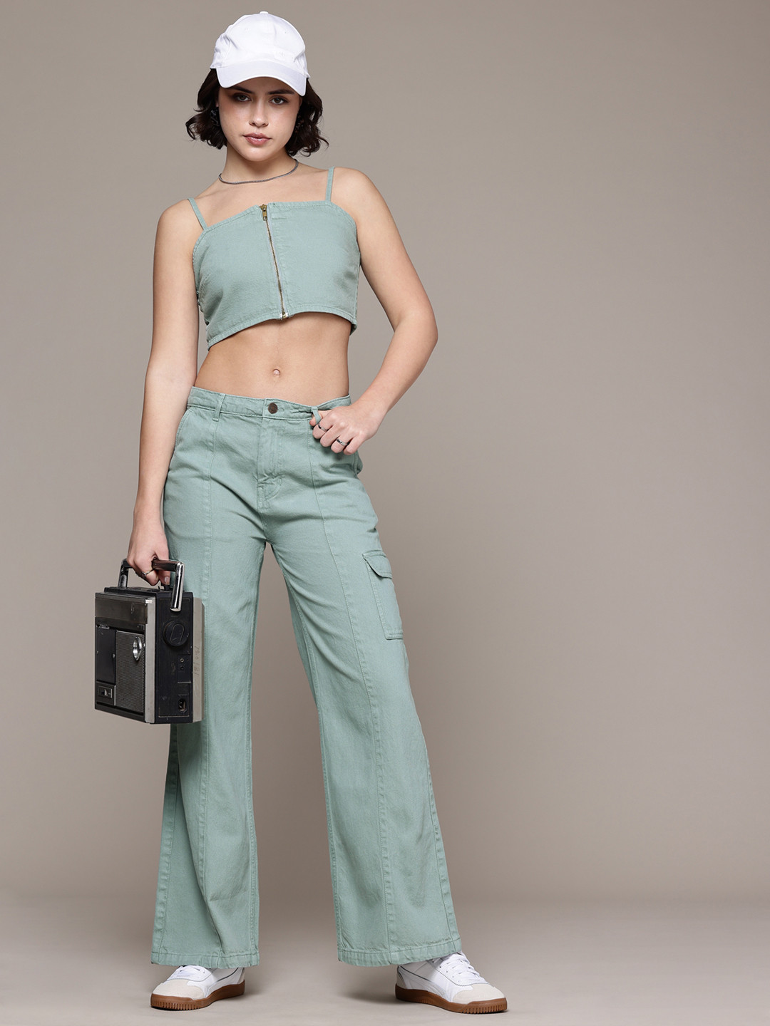 The Roadster Life Co. Denim Cami Top with Wide Leg Jeans Pure Cotton Co-Ords