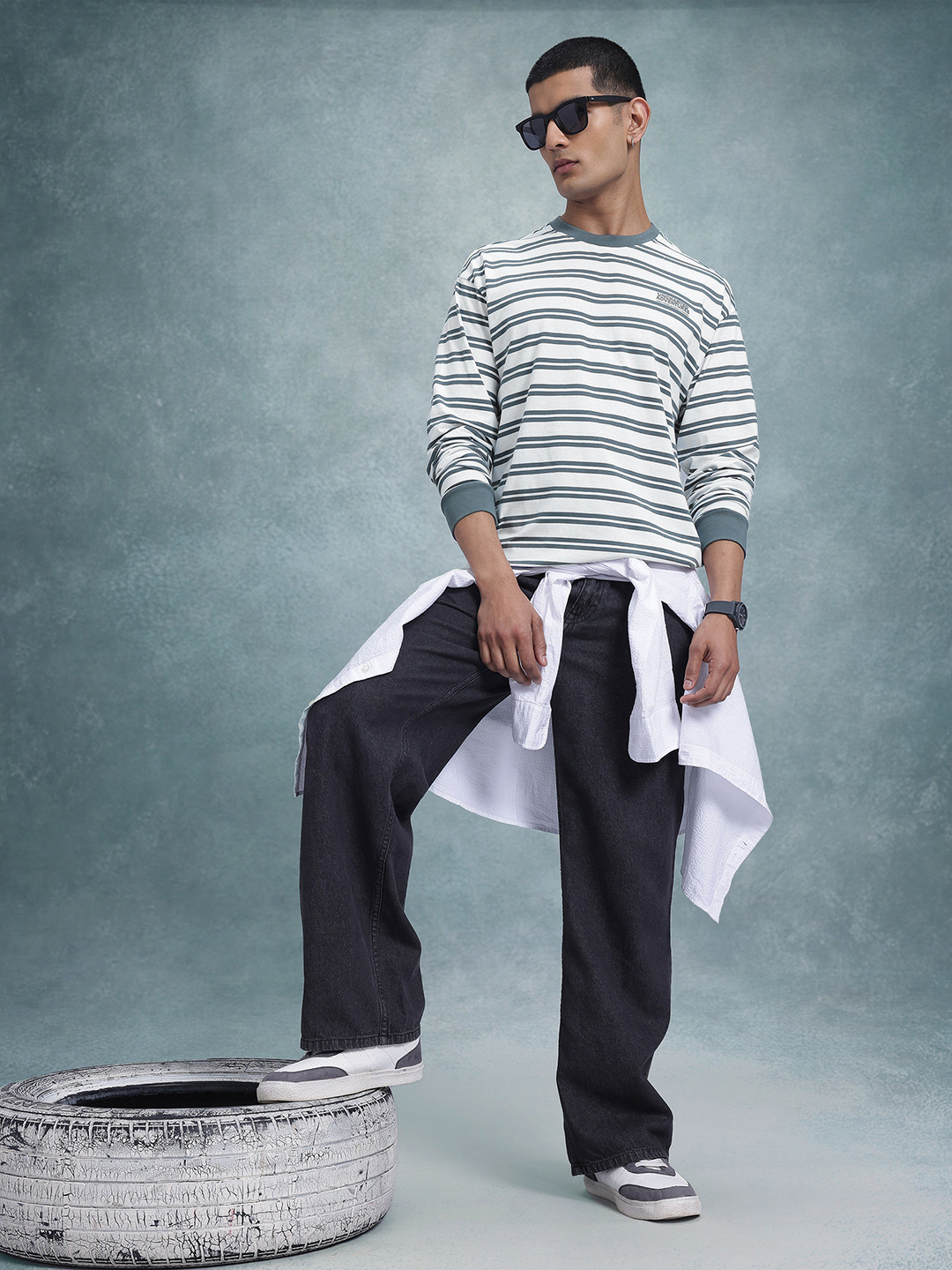 The Roadster Life Co. Relaxed Fit Striped Toggle T-shirt