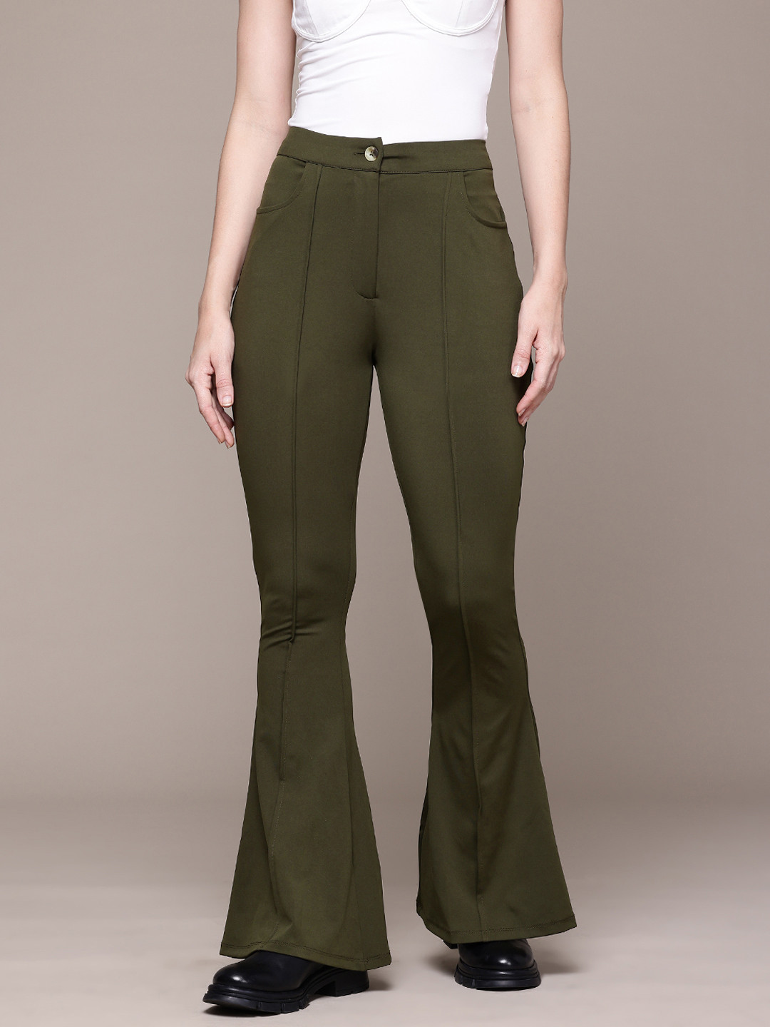 The Roadster Lifestyle Co. Women High-Rise Bootleg Trousers