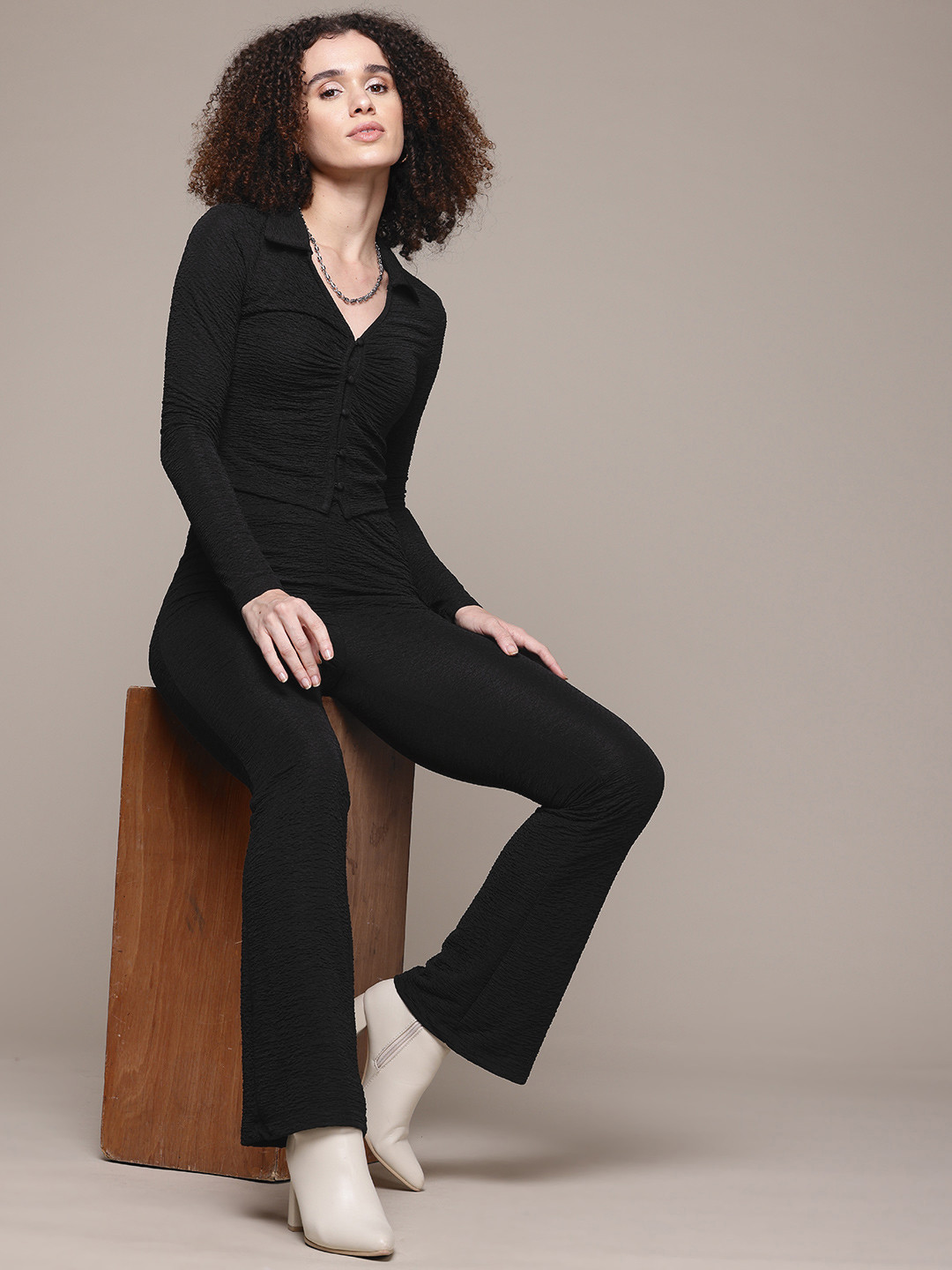 The Roadster Lifestyle Co. Ruched Textured Co-Ords