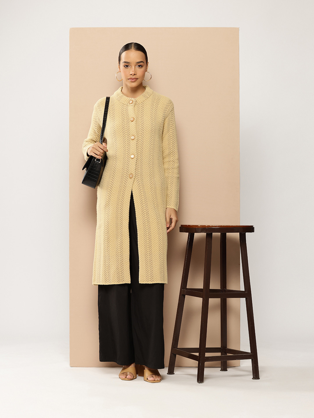 Chemistry Chevron Woollen Longline Cardigan