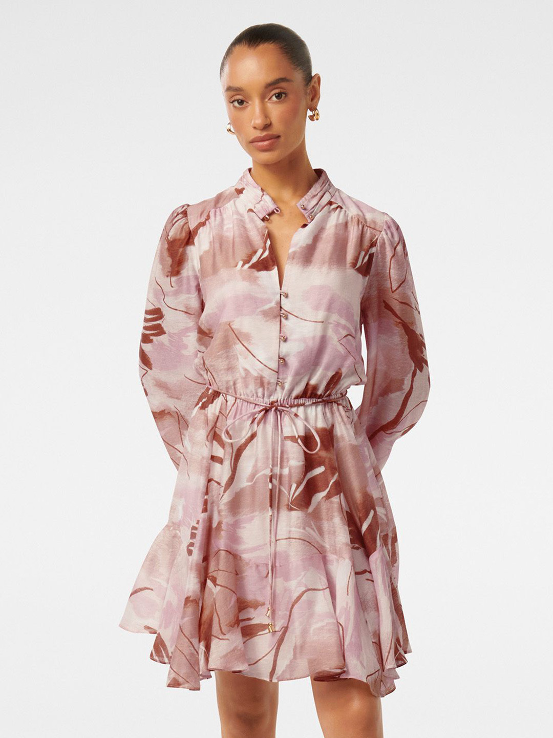 Forever New Women Abstract Print Puff Sleeves Shirt Dress