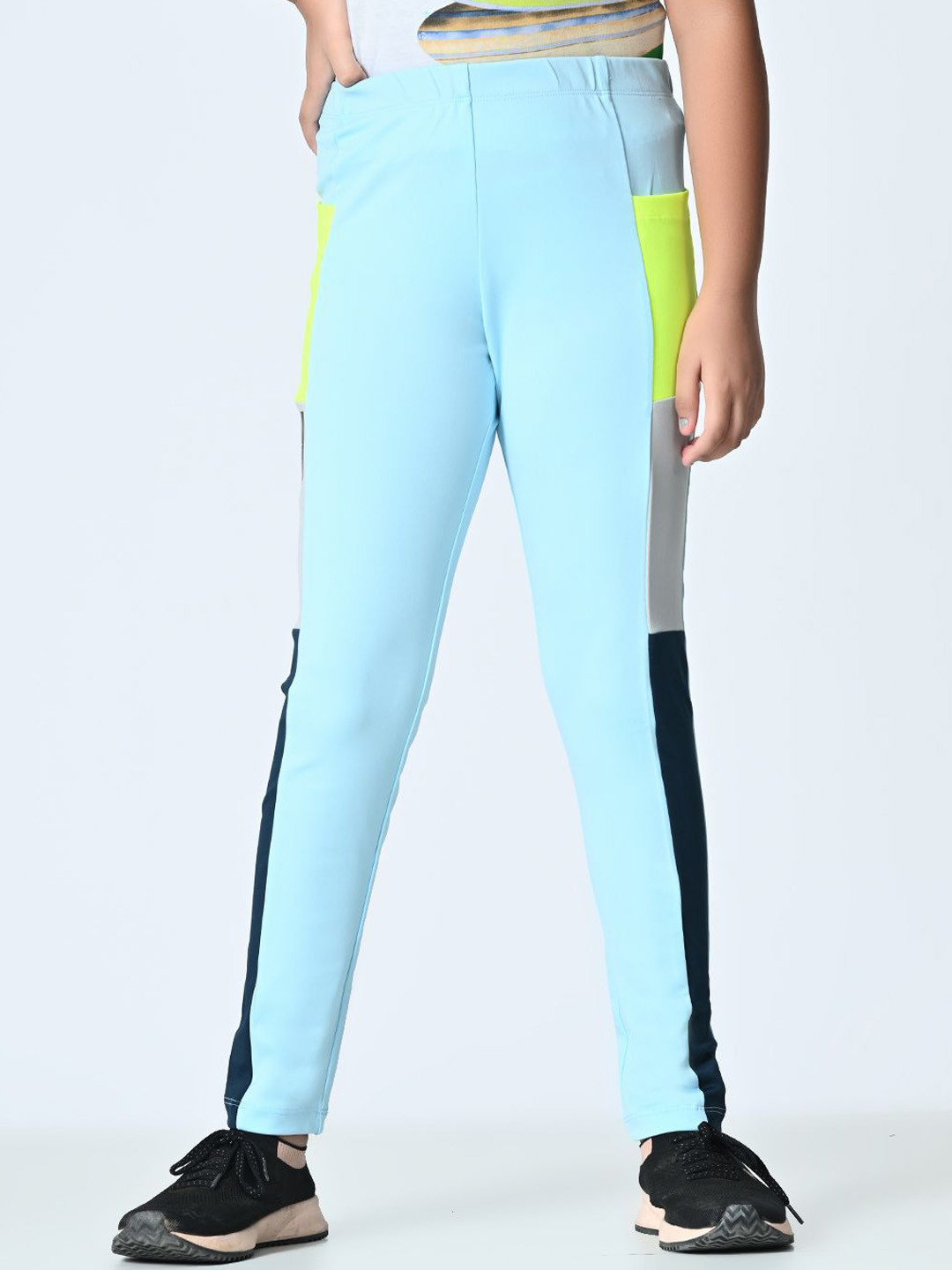 Rue Collection Girls High Rise Colour Blocked  Ankle length Tights