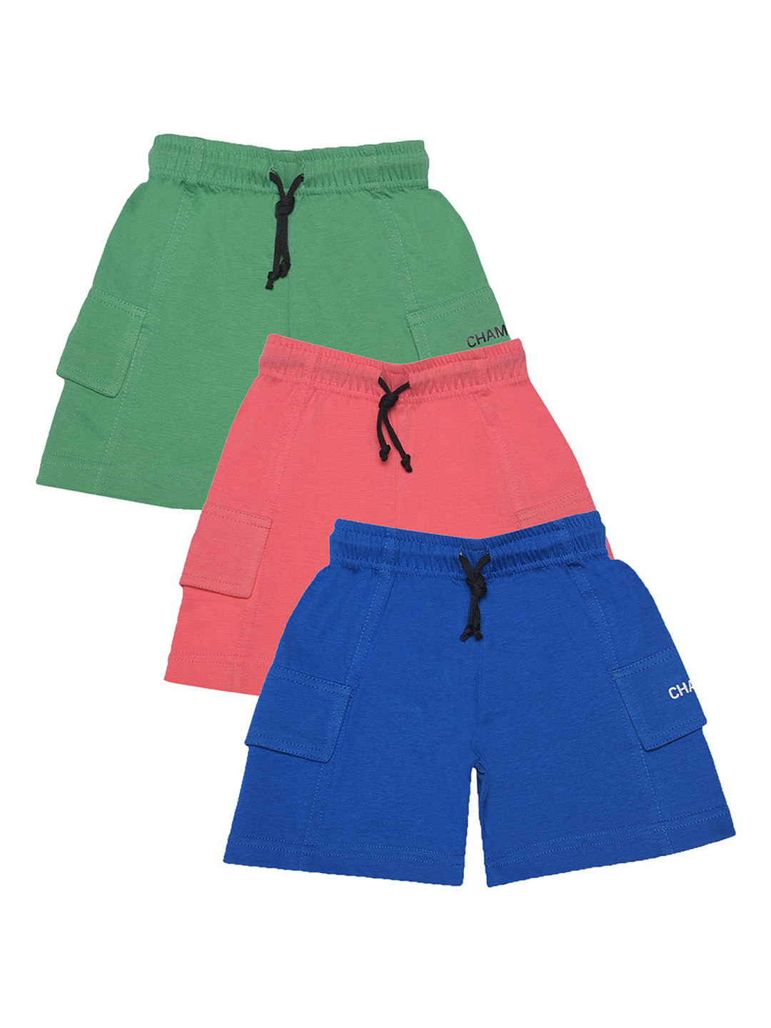 Dollar Champion Kidswear Pack Of 3 Boys Mid-Rise Regular Fit Cotton Shorts