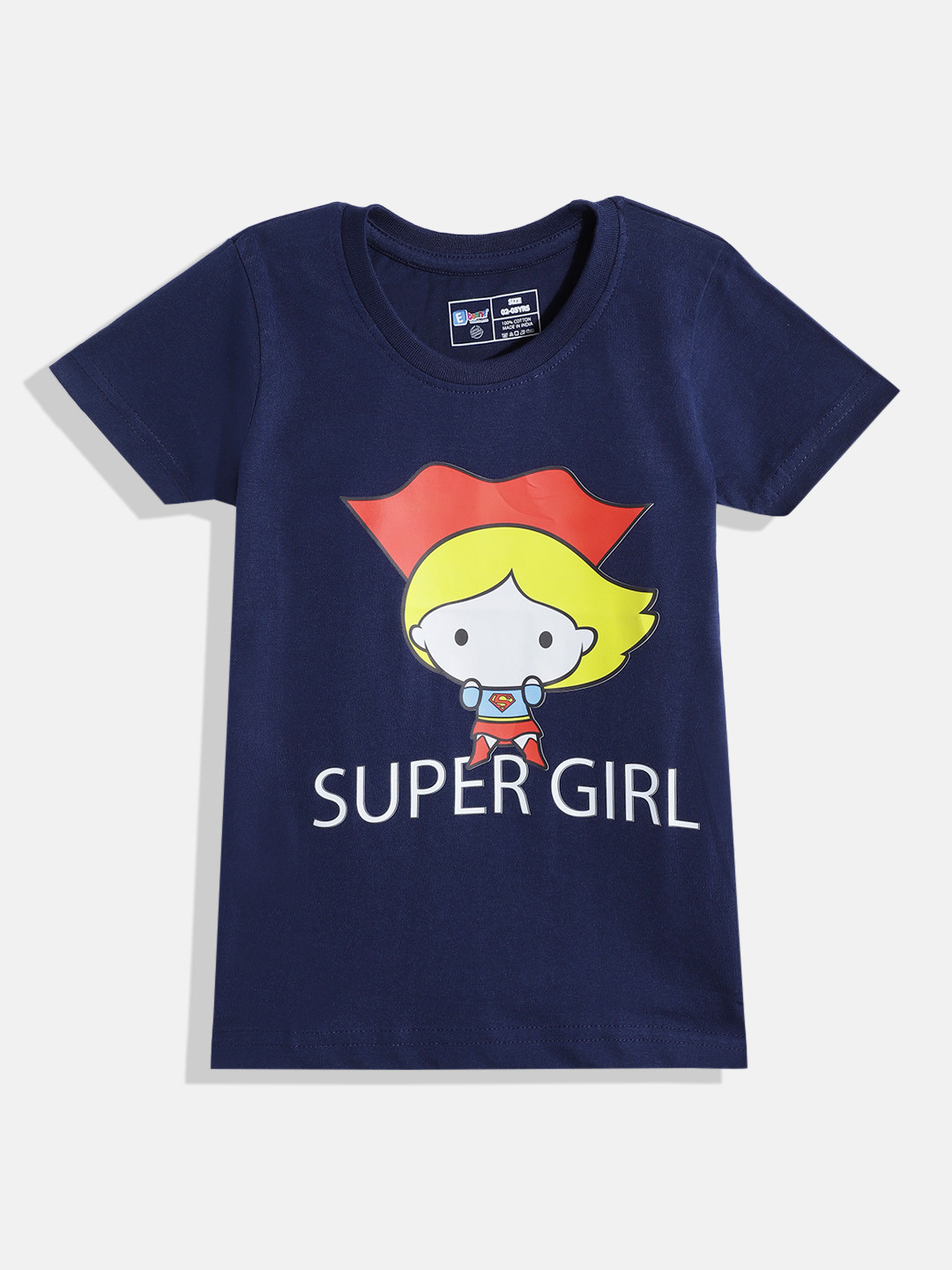 Eteenz Girls Pure Cotton Supergirl Printed T-shirt