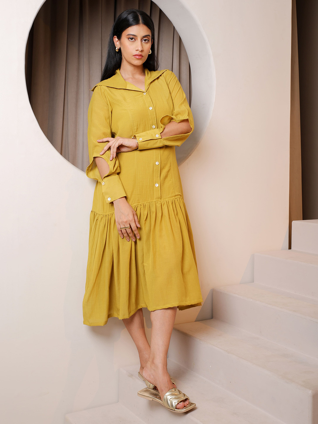 NH KAPDEWALA Women Cotton Fit & Flare Midi Dress