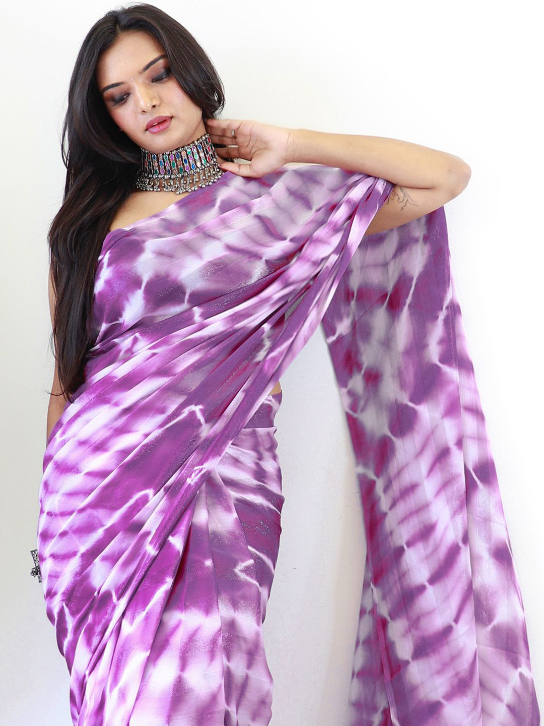 KALINI Ready to Wear Tie and Dye Printed Saree