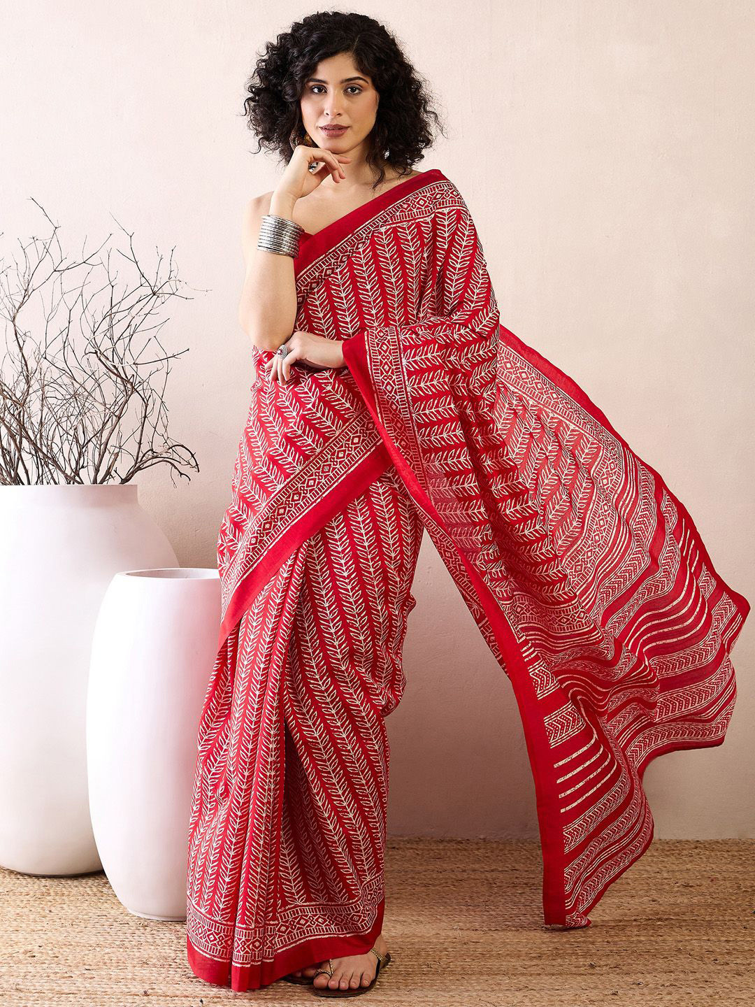 KALINI Ready to wear Ethnic Motifs Printed Dabu Saree