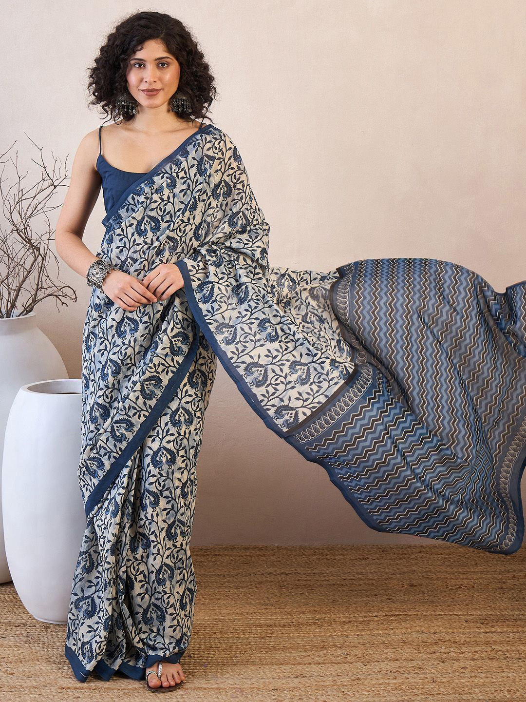 KALINI Ethnic Motifs Ready to Wear Dabu Saree