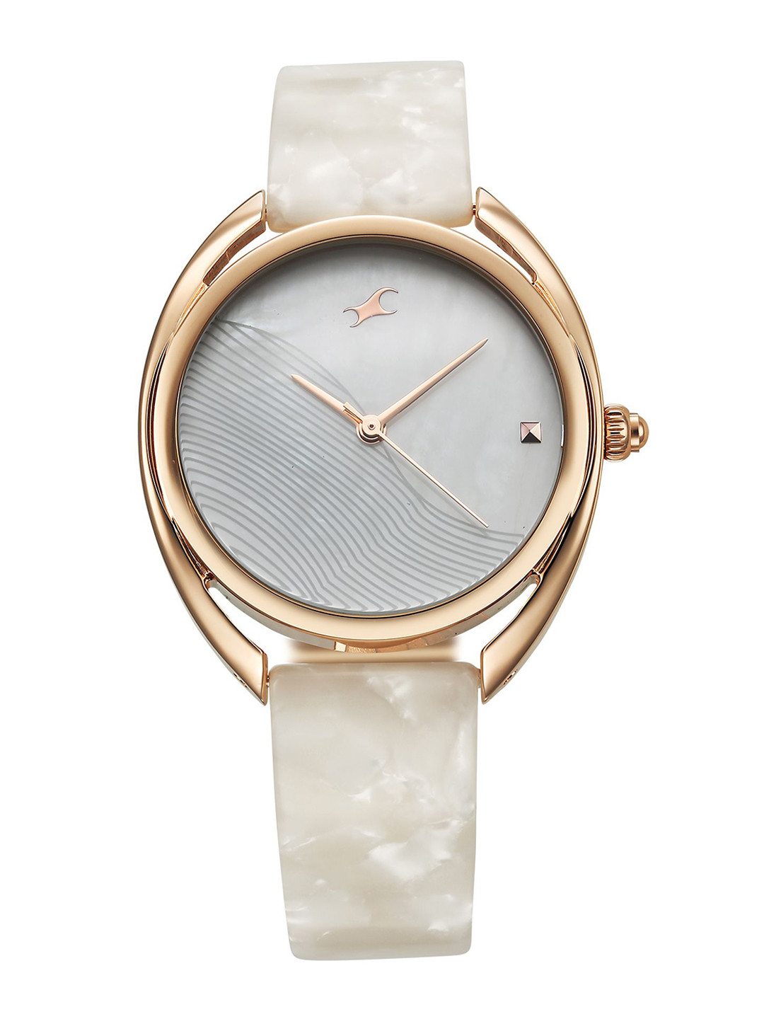 Fastrack Women Round Patterned Dial & Bracelet Style Straps Analogue Watch 68036KD03