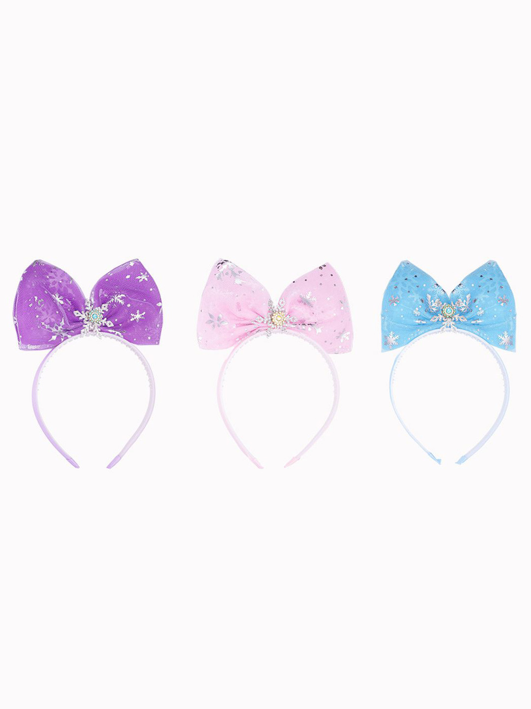 HAIR DRAMA CO. Girls Set of 3 Snowflake Embellished Bow Hairbands